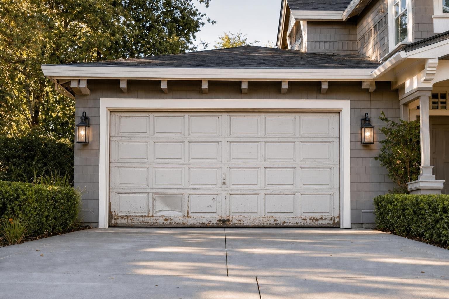 Ashford Park carriage-house garage door, before